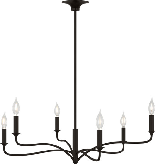 Visual Comfort Studio Chatsworth Six Light Chandelier in Aged Iroged Iron - AC1226AI