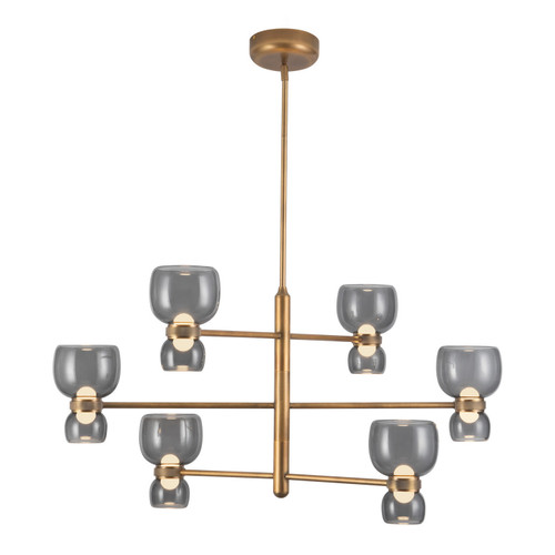 Alora Sutton LED Chandelier in Vintage Brass/Smoked Glass - CH310336VBSM