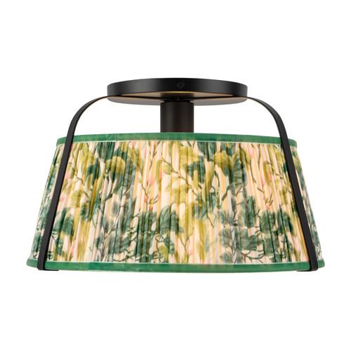 Alora Scout One Light Semi-Flush Mount in Matte Black/Green Linen - SF675213MBGL