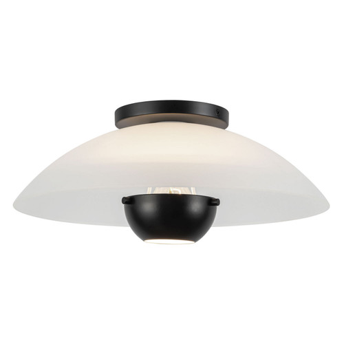 Kuzco Lighting Umbra One Light Semi-Flush Mount in Opal Glass/Black - SF11914-OP/BK