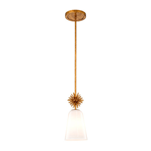 Lucas + McKearn Staring One Light Pendant in Opal Glass And Distressed Gold - PD3027G-10W