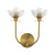 Alora Sylvia Two Light Wall Vanity in Brushed Gold/Clear Glass - WV515212BGCL