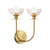 Alora Sylvia Two Light Wall Vanity in Brushed Gold/Clear Glass - WV515212BGCL