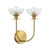 Alora Sylvia Two Light Wall Vanity in Brushed Gold/Clear Glass - WV515212BGCL