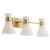 Quorum Beldar Three Light Vanity in Aged Brass w/ Gloss Opal - 5119-3-80