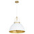 Quorum Pruitt Three Light Pendant in Studio White/ Aged Brass - 823-3-0880