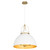 Quorum Pruitt Three Light Pendant in Studio White/ Aged Brass - 823-3-0880