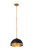 Z-Lite Landry One Light Pendant in Matte Black + Rubbed Brass - 1004P14-MB-RB