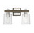 Savoy House Halifax Two Light Bath Bar in Satin Nickel with Gray Wood - 8-1255-2-165