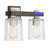 Savoy House Halifax Two Light Bath Bar in Satin Nickel with Gray Wood - 8-1255-2-165