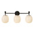 Alora Cherise Three Light Bathroom Vanity in Matte Black/Glossy Ribbed Opal Glass - VL579328MBGR