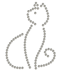 Rhinestone Iron On - CAT SITTING 5"