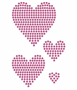 Rhinestone Iron On - HEARTS 004 Rhinestone Iron On - HEARTS 004