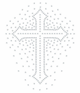 Rhinestone Iron On - CROSS & RIBBON 8" Rhinestone Iron On - CROSS & RIBBON 8"