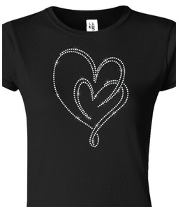 RHINESTONE T-SHIRT - DOUBLE HEART