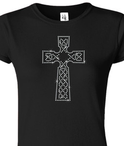 RHINESTONE T-SHIRT - CELTIC CROSS RHINESTONE T-SHIRT - CELTIC CROSS