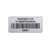 Label Metálico para Inventario o control de equipos. 
(Impresión con barcode disponible por un costo adicional y cliente tiene que suplir el barcode) 
Sujeto a ciertas restricciones 