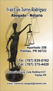 Ivan Luis Torres Rodriguez • Abogado Notario • Patillas Puerto Rico Ivan Luis Torres Rodriguez • Abogado Notario • Patillas Puerto Rico