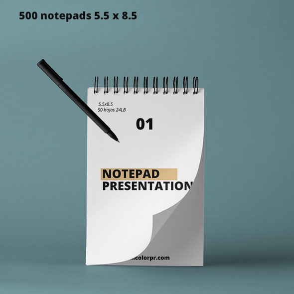 500 Notepad 5.50" X 8.50" Full Color 50 Hojas 24 LB Entrega Gratis