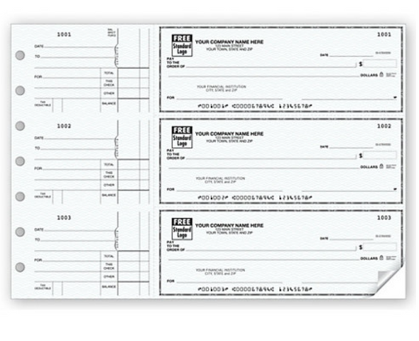 Cheque Comercial Manual 2 Partes - Original y copia -  3 por pagina con voucher. Incluye logo. 