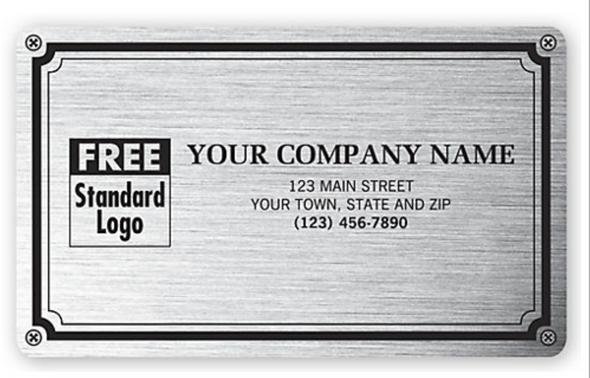 Ejemplo de Label  5" x 3" Weatherproof - Material Silver Brushed Polyester