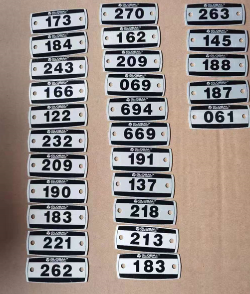 Placas de aluminio Numeradas  Laser Engraved 

con 3M 9448 adhesive Numerados Entrega Gratis todo Puerto Rico