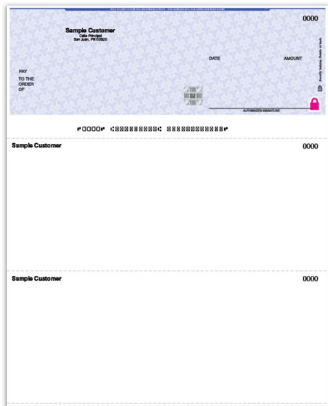  Cheques de Alta Seguridad 8 1/2 x 11 - Top Check Laser Compatible con Peachtree / SAGE 50 / 1-Parte/Original - Envio Priority Mail  