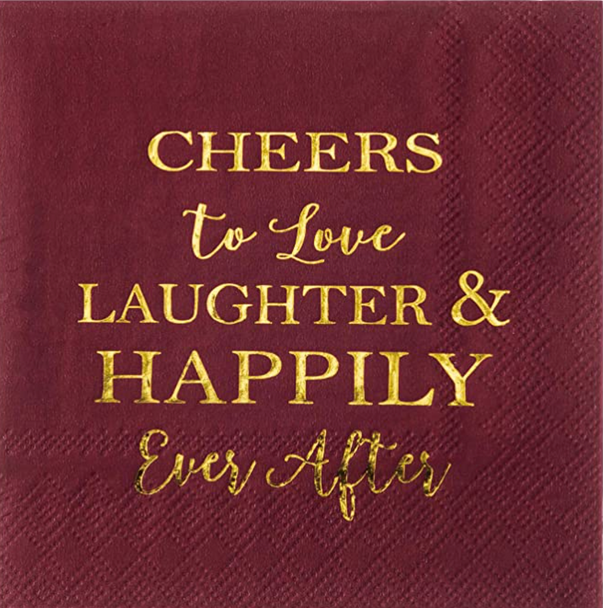 Servilleta Burgundy con Foil Color Oro. 