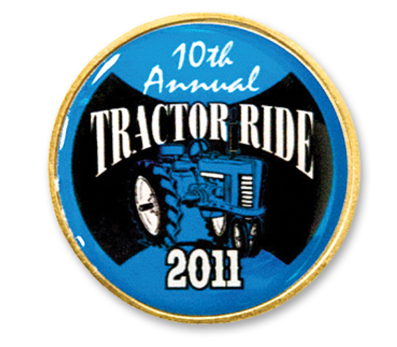 Lapel Pin 3/4" Full Color con Borde en Oro . 