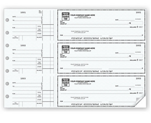 Cheque Comercial Manual 2 Partes - Original y copia -  3 por pagina con voucher. Incluye logo. 