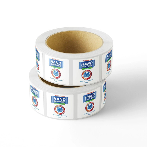 Rollo de Labels 4x4 Full color Papel Semi gloss laminado en seda entrega gratis todo puerto rico