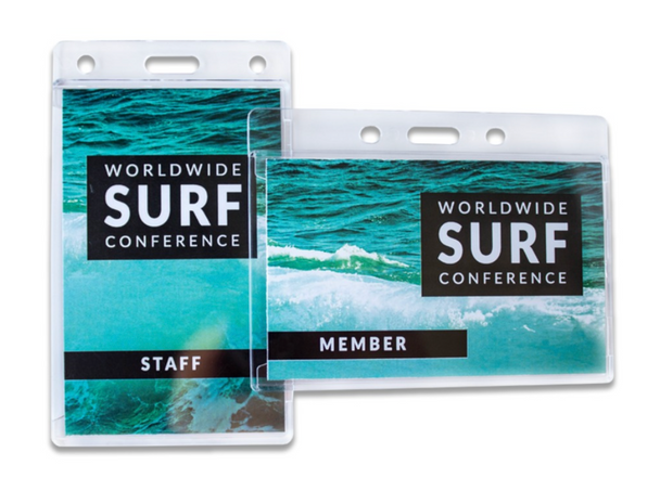 Ejemplo de Insignia con Protector Plastico - Badge Holders - Vertical y Horizontal 