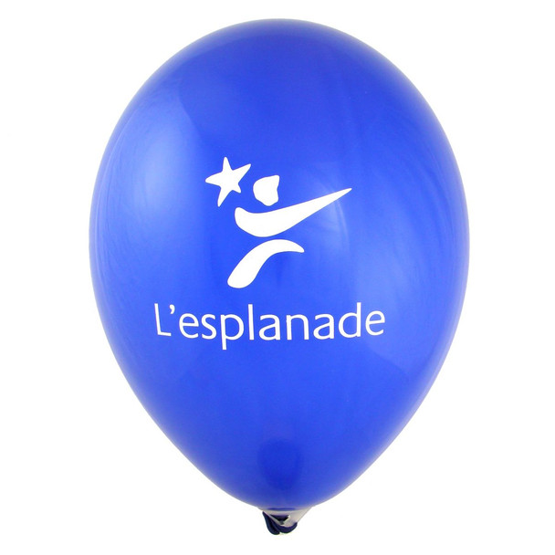 Globo Azul Latex de 9" con Impresion en Blanco