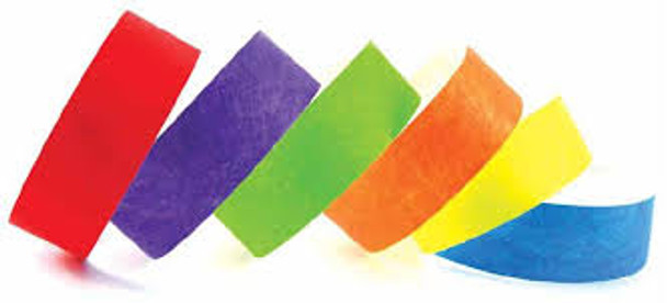 Ejemplo de pulseras de papel en varios colores