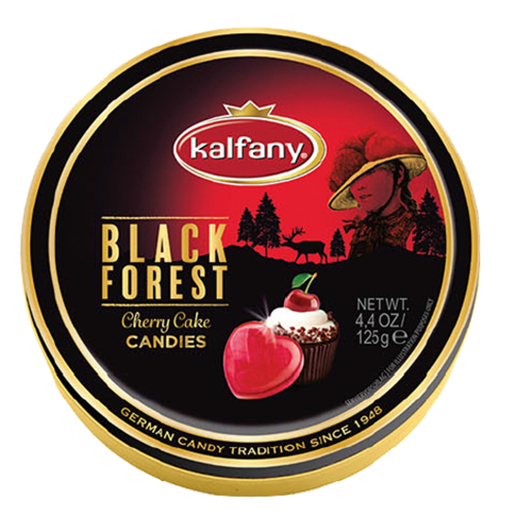 Kalfany Black Forest Cherry Cake Candies in Decorative Gift Tin 4.4 oz