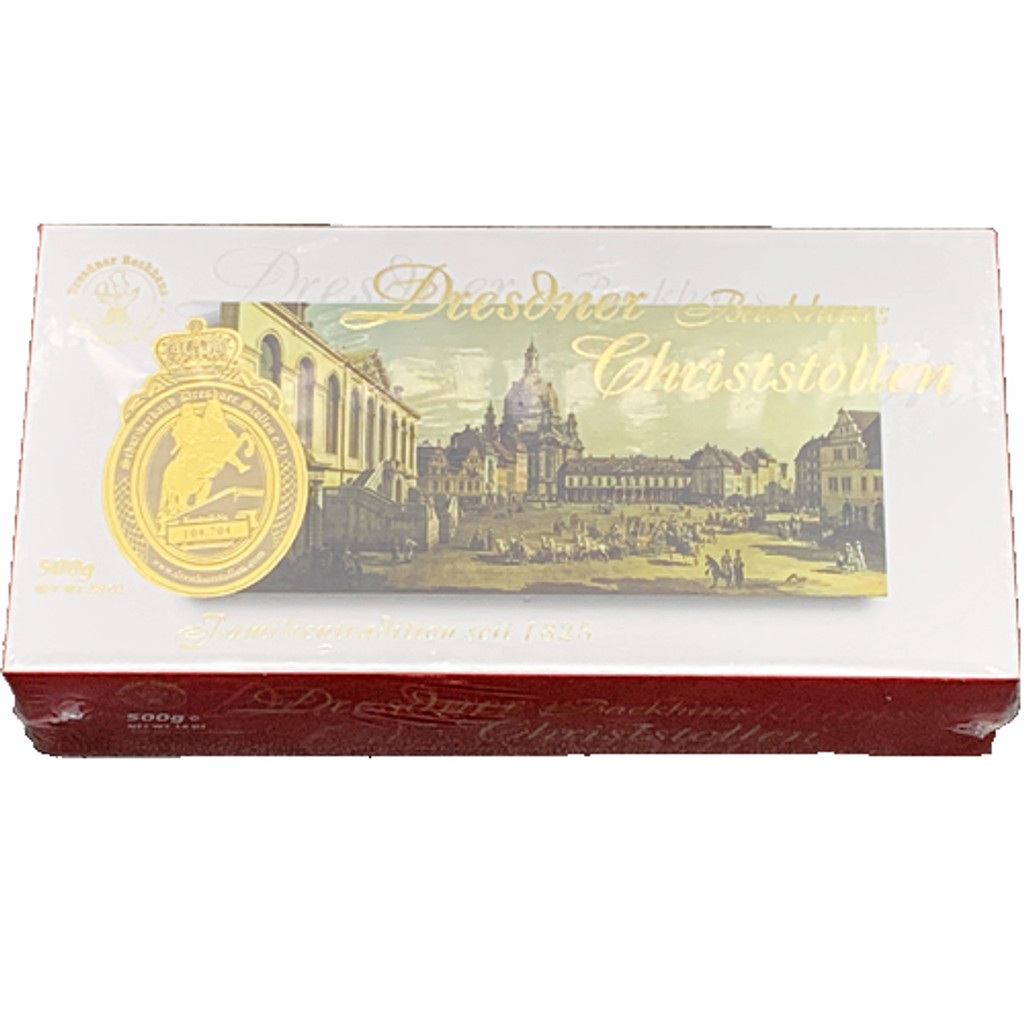 Kreutzkamm Original Dresdner Christ Stollen in red gift box, 17.6 oz (500g)