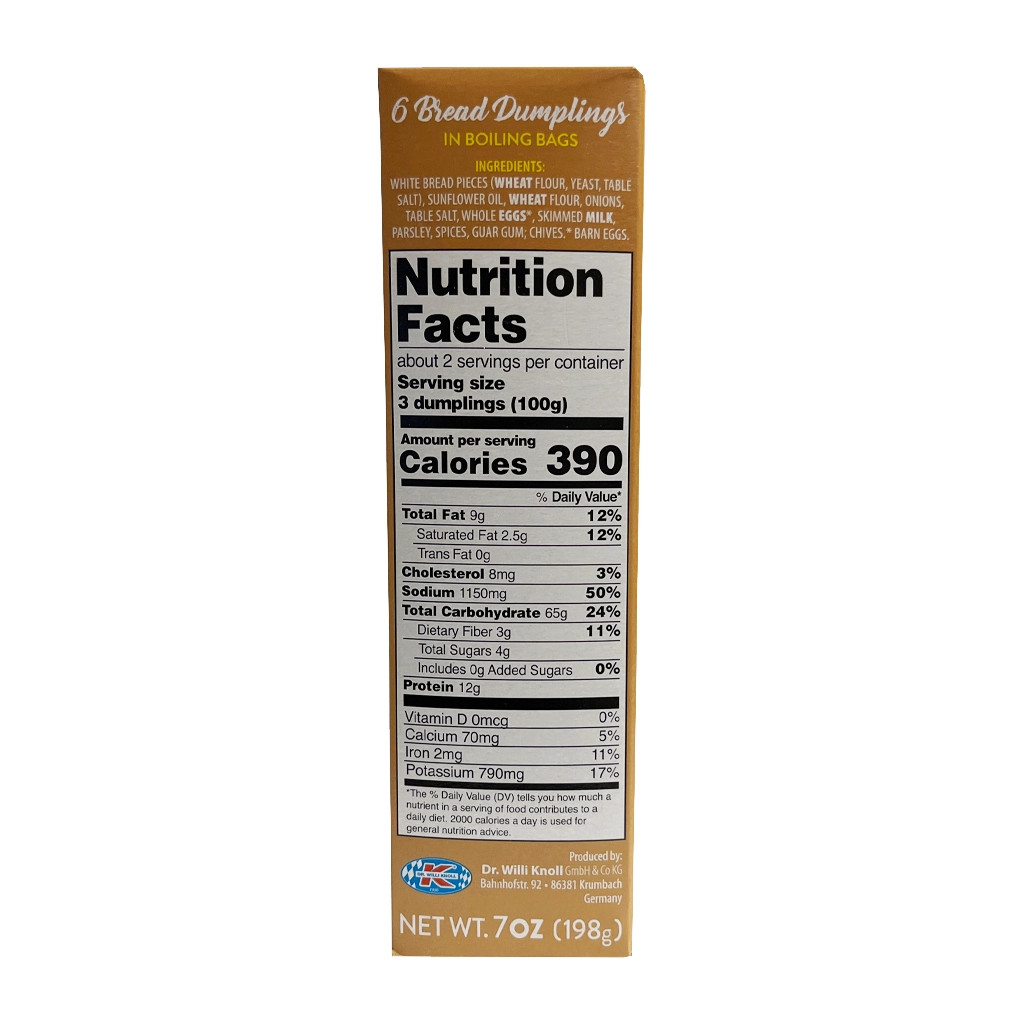 Dr. Knoll Bavarian Bread Dumplings Boil in Bag 6 ct. 7 oz.