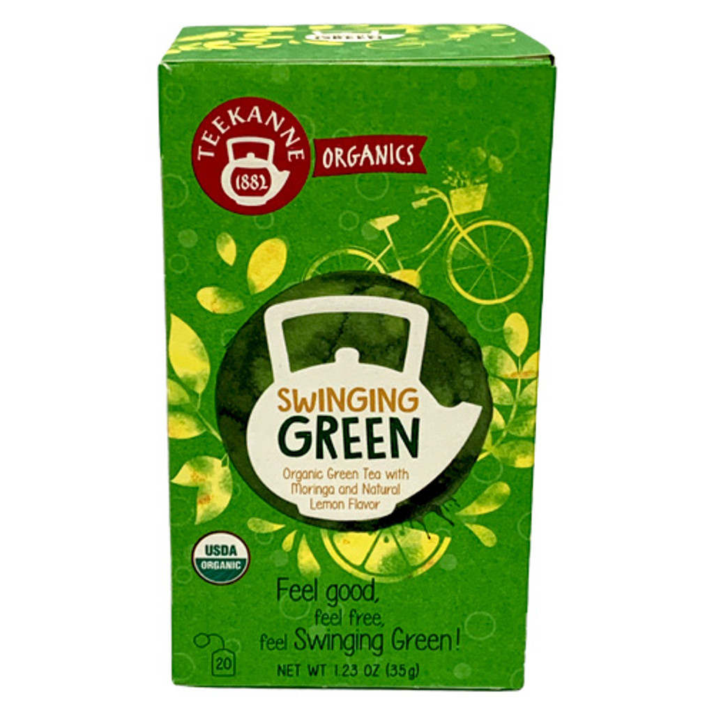 Teekanne Organic Green Tea Mix "Swinging Green," with Moringa and Lemon, 20 bags