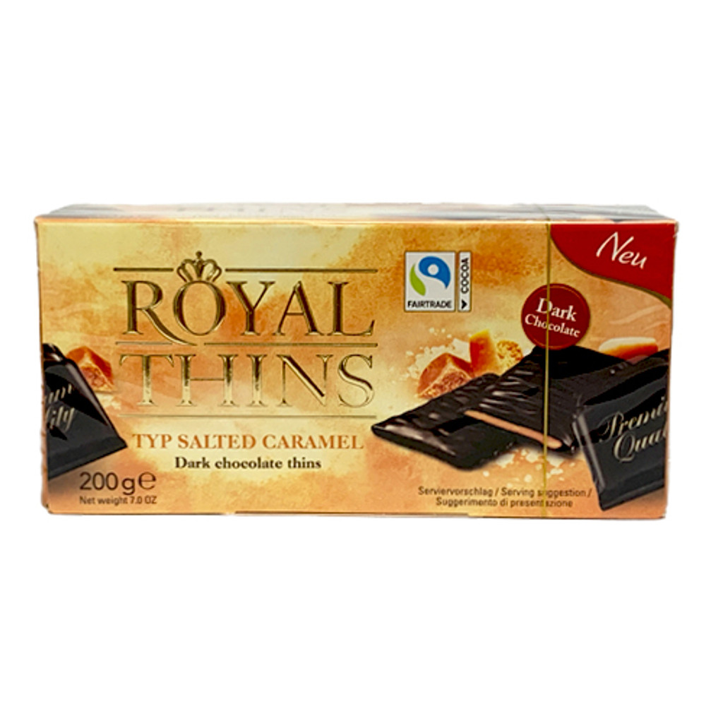 Halloren Royal Thins with Salted Caramel Cream in Dark Chocolate 7.0 oz