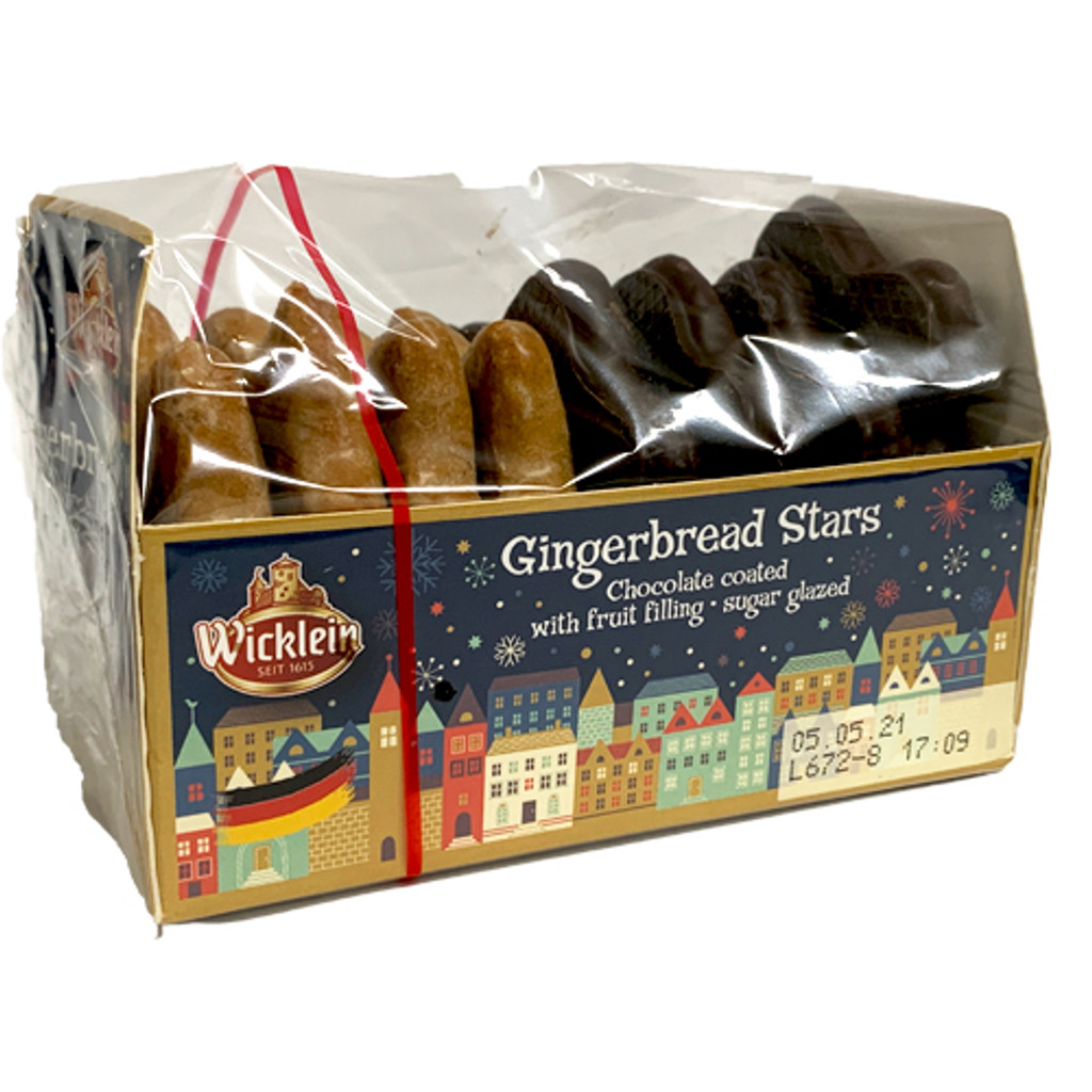 Wicklein Gingerbread Stars, Glazed and Chocolate Covered, with Fruit Filling, 6.2 oz.