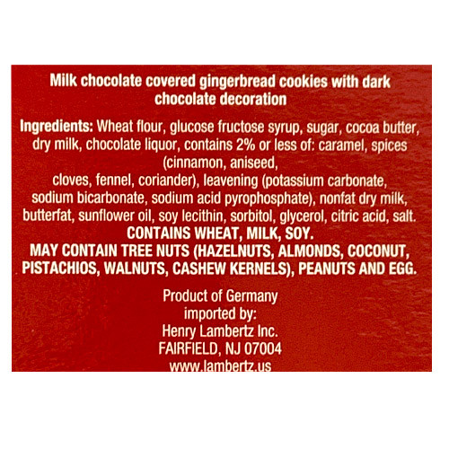 Lambertz Dark Chocolate Gingerbreads Stars and Hearts, 17.6 oz