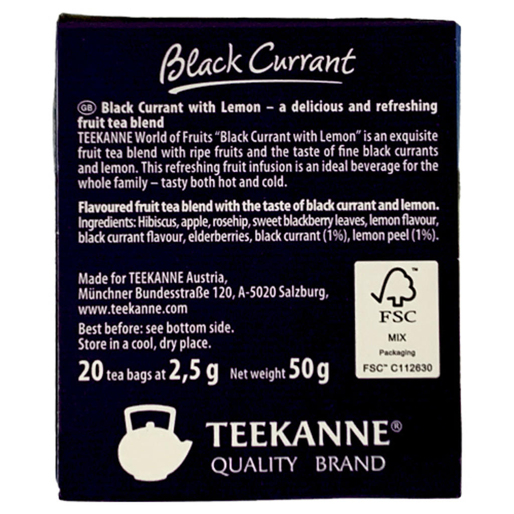 Teekanne German Black Currant-Lemon Tea Mix, 20 ct.