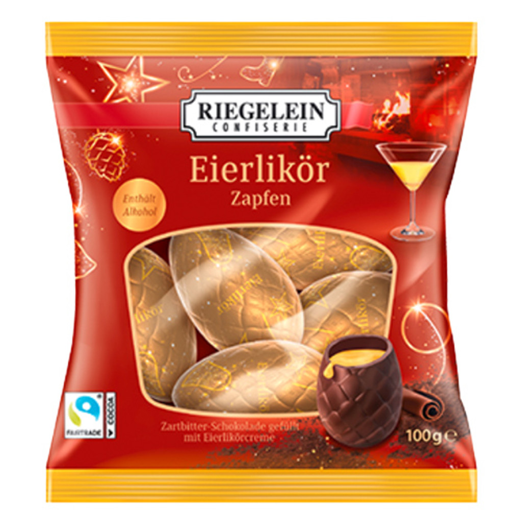 Riegelein "Eierlikör" Eggnog Brandy Chocolate Pine Cone Ornaments, 3.5 oz