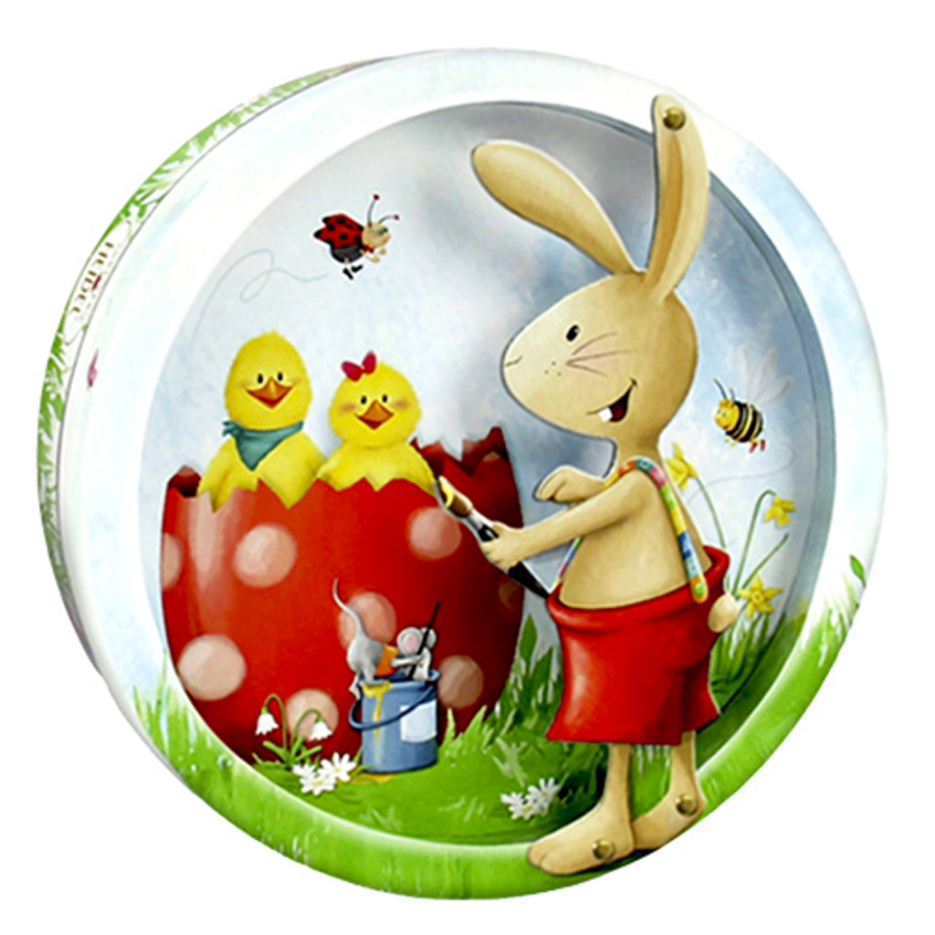 Heidel Easter Greetings Round 3D Tin with Milk Cream Filled Chocolates, 3.4 oz