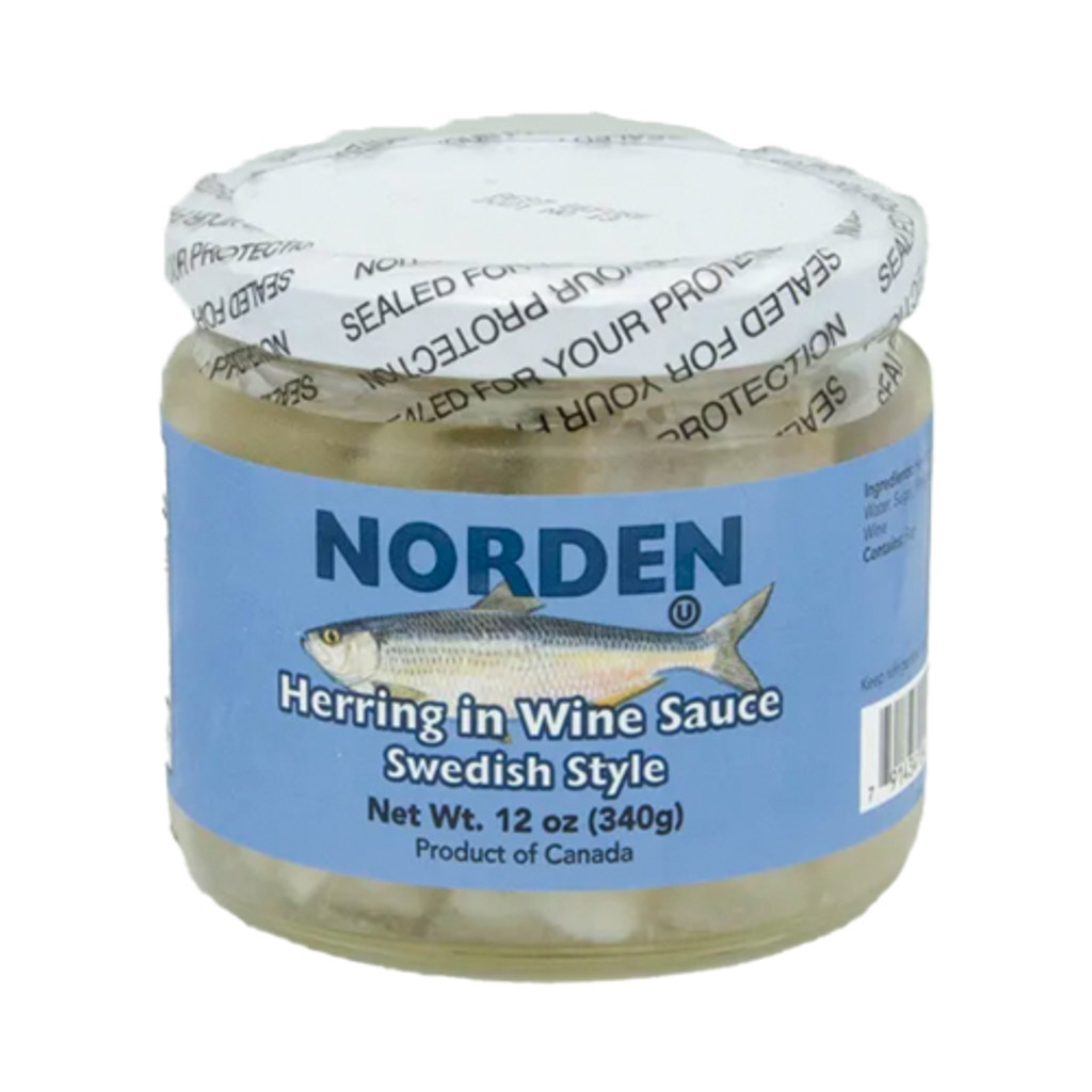 Norden Matjes Herring in Wine Sauce Glass Jar, 12 oz.