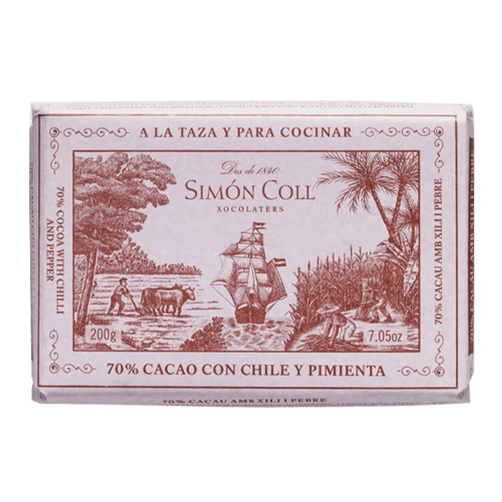 Simón Coll Drinking Chocolate Bar - Chili and Pepper, 7.1 oz.