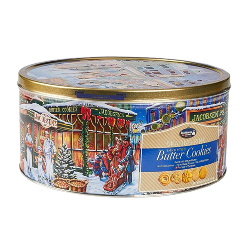 Jacobsens Skating Rink Butter Cookies Tin. 24 oz.