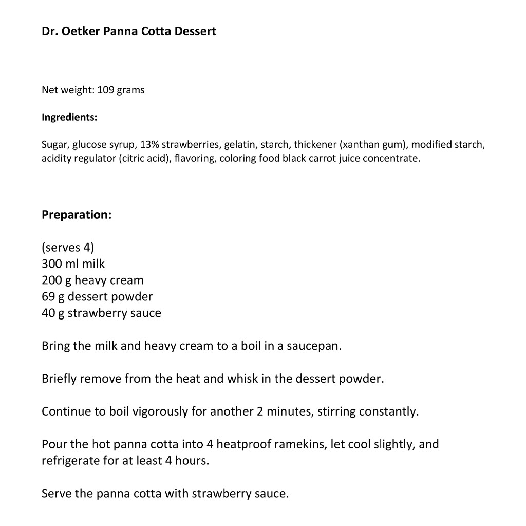 Dr. Oetker Panna Cotta Dessert Mix,