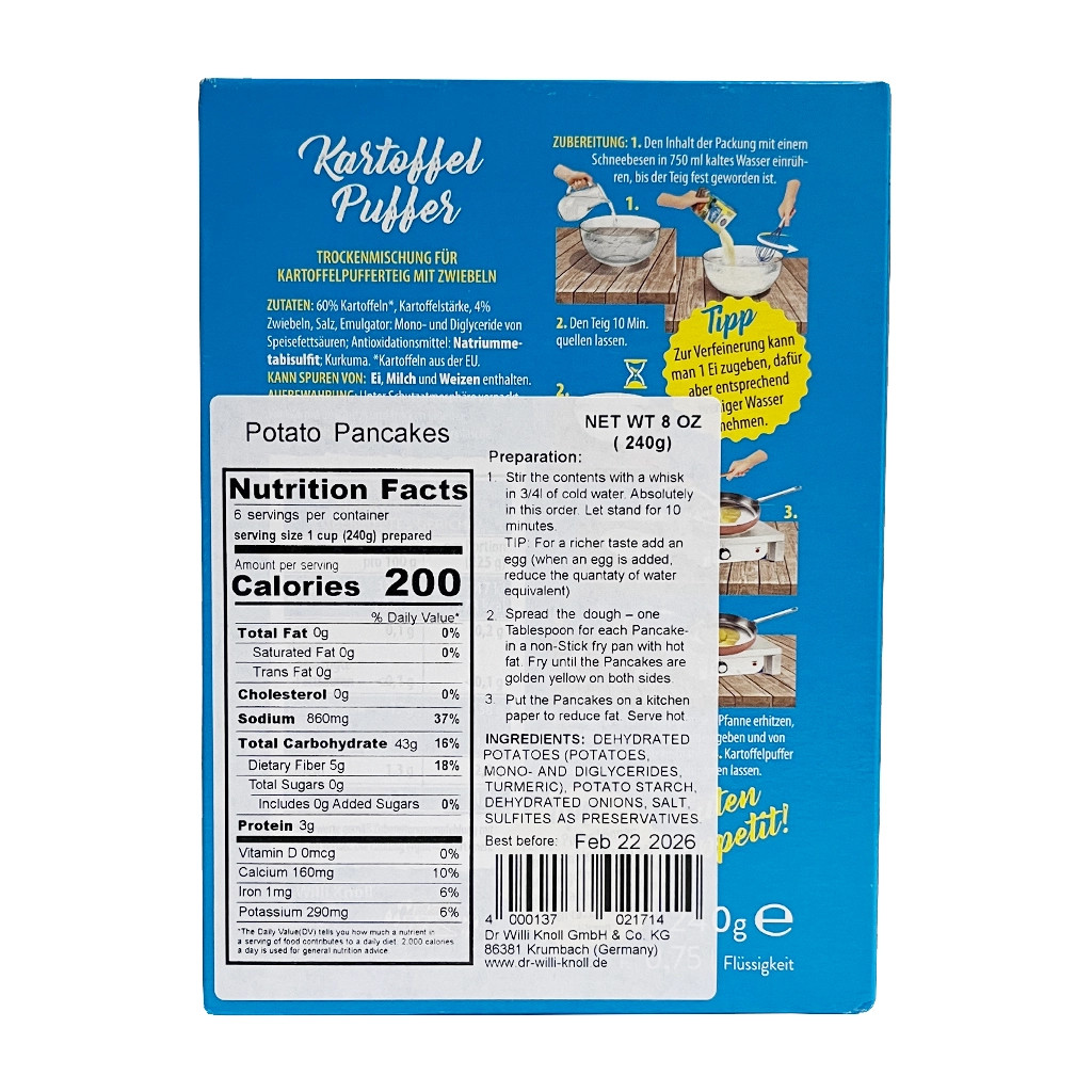 Dr. Knoll Shredded Potato Pancakes Mix  8 oz.