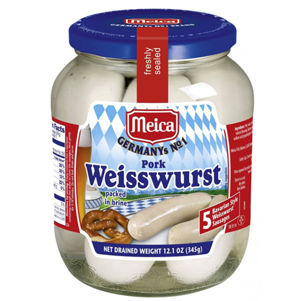 Meica Weisswurst Sausages in glass jar, 12 oz.